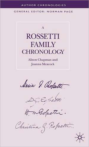 A Rossetti Family Chronology de A. Chapman