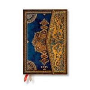 Paperblanks 2025 Weekly Planner Safavid Indigo Safavid Binding Art 12-Month Mini Horizontal Wrap 160 Pg 100 GSM