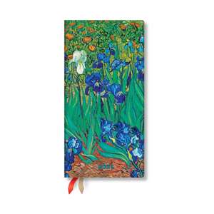 Van Gogh’s Irises Slim 12-month Horizontal Hardback Dayplanner 2025 (Elastic Band Closure) de Paperblanks