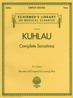 Kuhlau - Complete Sonatinas for Piano: Schirmer Library of Classics Volume 2065 de Friedrich Kuhlau