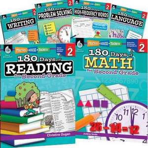 180 Days Reading, High-Frequency Words, Math, Problem Solving, Writing, & Language Grade 2: 6-Book Set de Multiple Authors