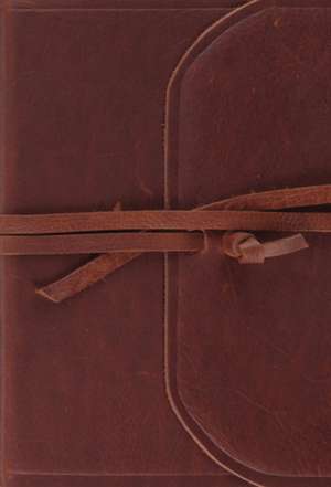 ESV Large Print Compact Bible (Natural Leather, Brown, Flap with Strap) de Spck