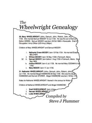 The Wheelwright Genealogy de Steve J Plummer