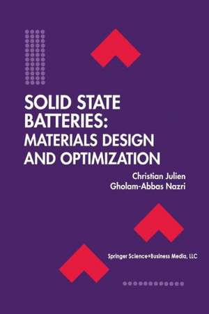 Solid State Batteries: Materials Design and Optimization de Christian Julien