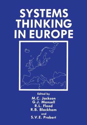 Systems Thinking in Europe de R.B. Blackham