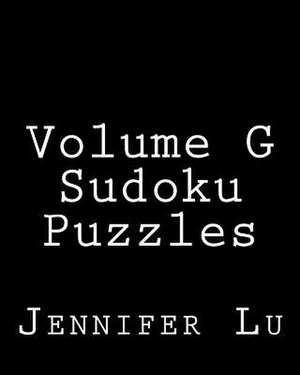 Volume G Sudoku Puzzles de Jennifer Lu