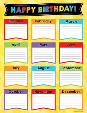 Celebrate Learning Birthday Chart de Carson-Dellosa Publishing