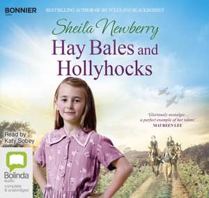 Newberry, S: Hay Bales and Hollyhocks