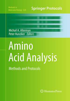 Amino Acid Analysis: Methods and Protocols de Michail A. Alterman