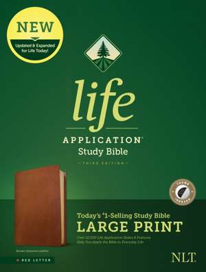 NLT Life Application Study Bible, Third Edition, Large Print (Red Letter, Genuine Leather, Brown, Indexed)