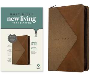 NLT Large Print Thinline Reference Zipper Bible, Filament Enabled (Leatherlike, Messenger Stone & Camel, Red Letter)