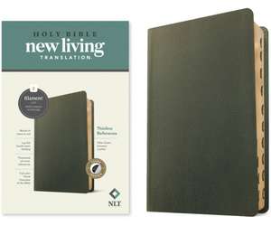 NLT Thinline Reference Bible, Filament-Enabled Edition (Genuine Leather, Olive Green, Indexed, Red Letter)