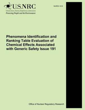 Phenomena Identification and Ranking Table Evaluation of Chemical Effects Associated with Generic Safety Issue 191 de U. S. Nuclear Regulatory Commission