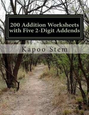 200 Addition Worksheets with Five 2-Digit Addends de Kapoo Stem