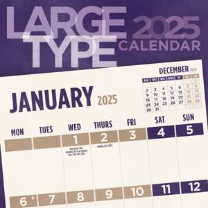 Large Type Square Wall Calendar 2025 de Carousel Calendars