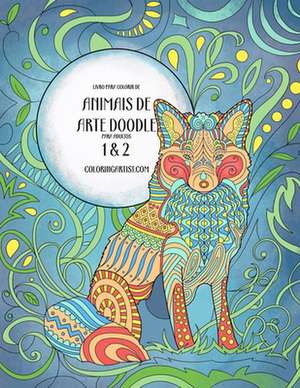 Livro Para Colorir de Animais de Arte Doodle Para Adultos 1 & 2 de Nick Snels