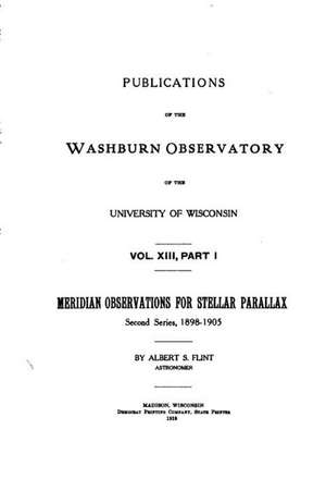 Publications of the Washburn Observatory of the University of Wisconsin de Washburn Observatory