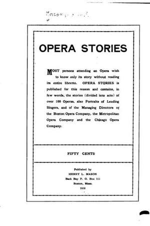 Opera Stories de Henry Lowell Mason