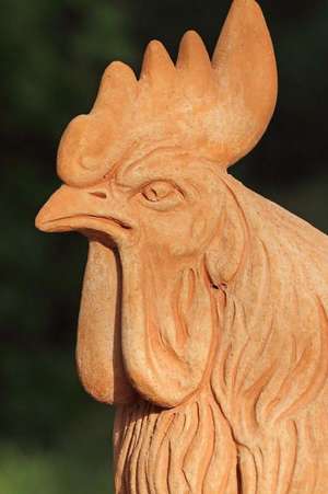 A Terracotta Rooster Statue Journal de Cs Creations