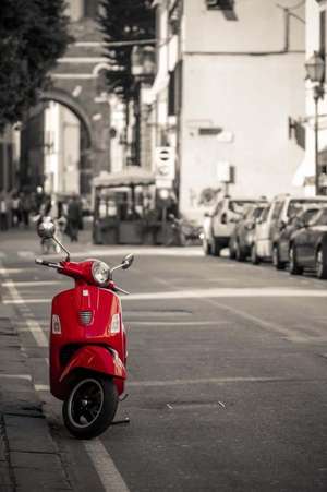 Retro Red Scooter on a Street in Italy Journal de Cs Creations