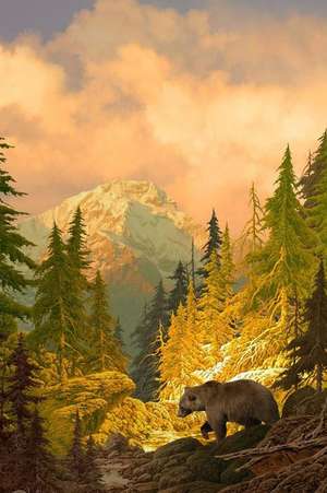 Grizzly Bear in the Rocky Mountains Western Painting Art Journal de Cs Creations