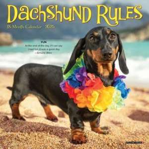 Dachshund Rules 2025 7 X 7 Mini Wall Calendar de Willow Creek Press