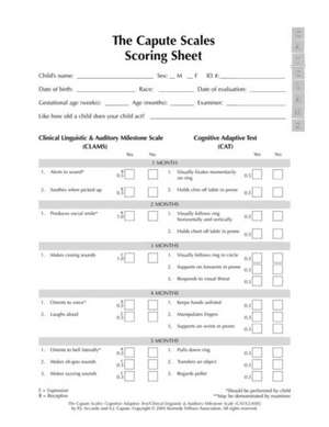 The Capute Scales Scoring Sheets de Pasquale Accardo