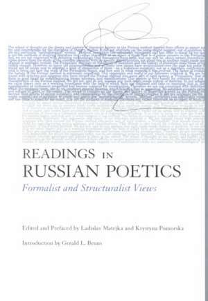 Readings in Russian Poetics: Formalist and Structuralist Views de Ladislav Matejka