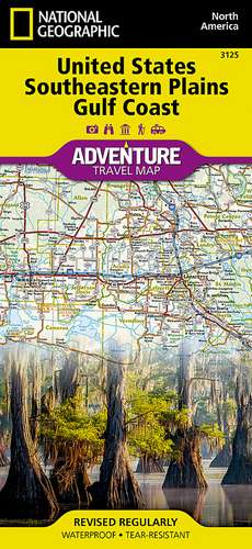 United States, Southeastern Plains and Gulf Coast Adventure Map de National Geographic Maps