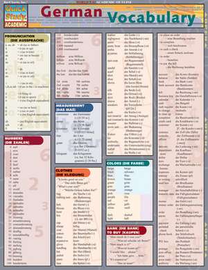 German Vocabulary Laminate Reference Chart de Liliane Arnet