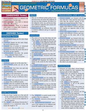 Geometric Formulas Laminate Reference Chart: Segments, Lines, Planes, Geometric Formulas de S. B. Kizlik