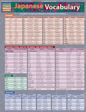 Japanese Vocabulary Laminate Reference Chart de Sumiko Uo