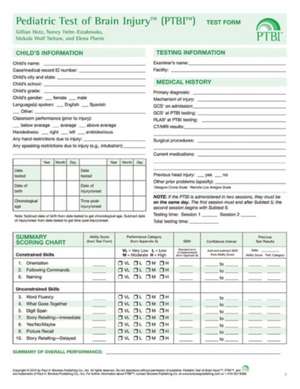 Pediatric Test of Brain Injury(tm) (Ptbi(tm) ) Test Form de Gillian Hotz