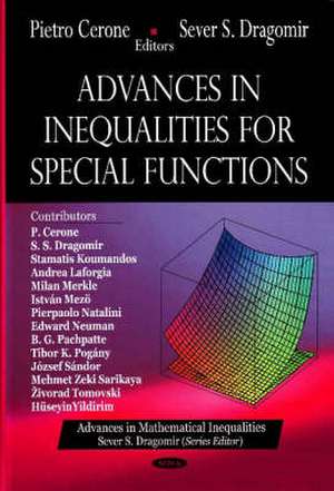 Advances in Inequalities for Special Functions de Pietro Cerone