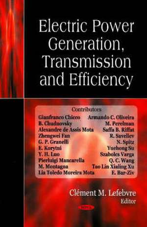 Electric Power: Generation, Transmission & Efficiency de Clement M Lefebvre