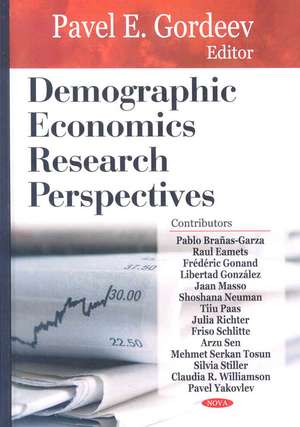 Demographic Economics Research Perspectives de Pavel E. Gordeev