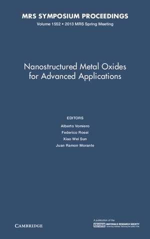 Nanostructured Metal Oxides for Advanced Applications: Volume 1552 de Alberto Vomiero