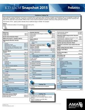 ICD-10-CM 2015 Snapshot Card - Pediatrics de American Medical Association