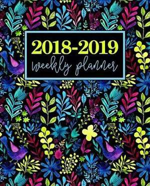 2018-2019 Weekly Planner: Modern Florals in Rainbow Watercolor de Papeterie Bleu