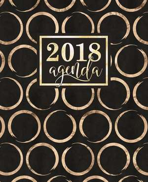 Agenda: 2018 Agenda settimanale italiano: Cerchi dorati shimmer su sfondo nero: 19x23cm de Papeterie Bleu