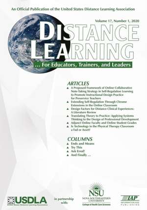 Distance Learning Vol 17 Issue 1 de Michael Simonson
