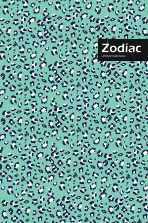 Zodiac Lifestyle, Animal Print, Write-in Notebook, Dotted Lines, Wide Ruled, Medium Size 6 x 9 Inch, 144 Pages (Blue) de Design