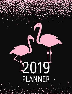 Pink Glitter Flamingos: Large Horizontal 12 Month Motivational Calendar Diary Planner for 2019 (Monday Start with UK Holidays) de Kimberley Jo Planner