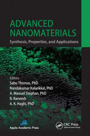 Advanced Nanomaterials: Synthesis, Properties, and Applications de Sabu Thomas