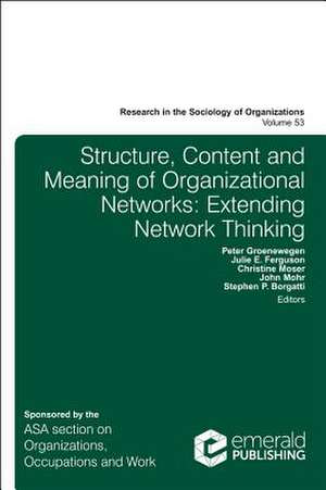 Structure, Content and Meaning of Organizational – Extending Network Thinking de Peter Groenewegen