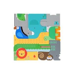 Wooden Puzzle + Play: Shaped Safari Animals de Petit Collage