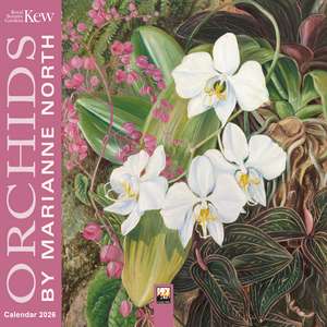 Kew Gardens: Orchids by Marianne North Mini Wall Calendar 2026 (Art Calendar) de Flame Tree Studio