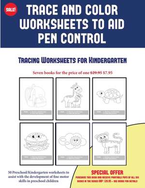 Tracing Worksheets for Kindergarten (Trace and Color Worksheets to Develop Pen Control) de James Manning