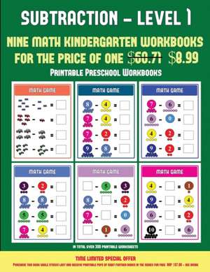 Printable Preschool Workbooks (Kindergarten Subtraction/taking away Level 1) de James Manning