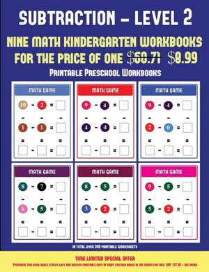 Printable Preschool Workbooks (Kindergarten Subtraction/taking away Level 2) de James Manning